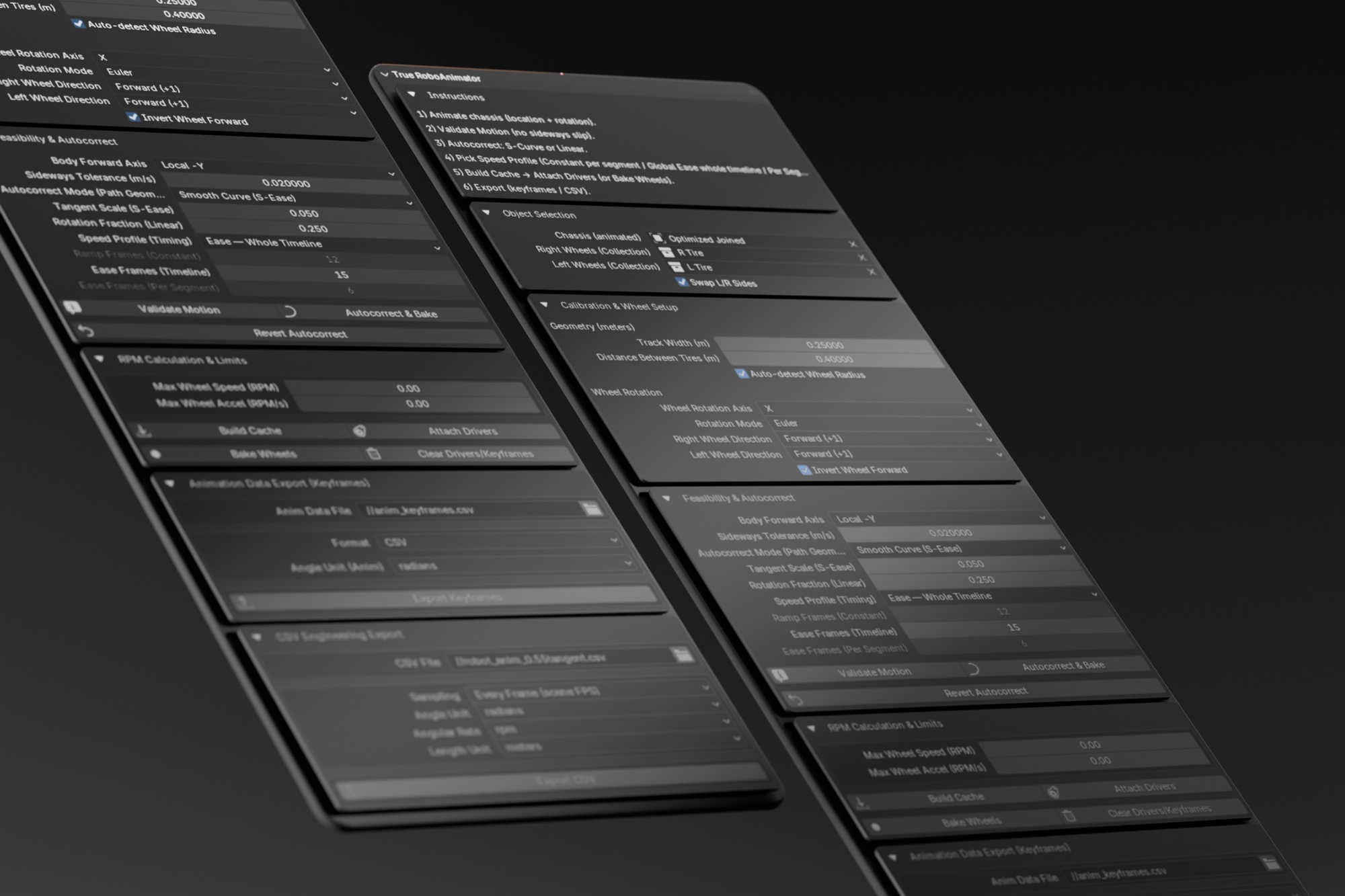 Stylized render of the True RoboAnimator panels floating in dark space