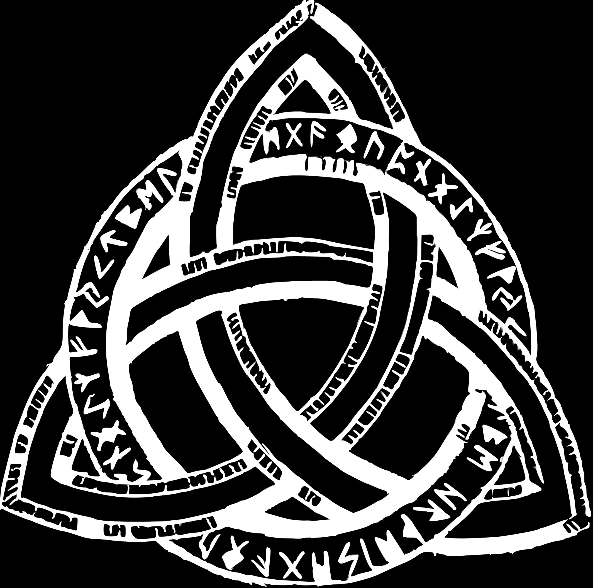 Black-and-white map of the knot with runes, used for the engraving on each face