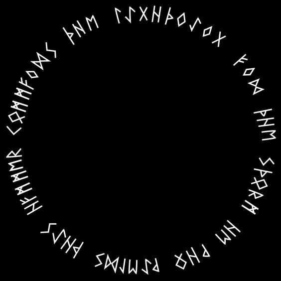 Black-and-white map of a ring of runes, used for the engraving around the handle